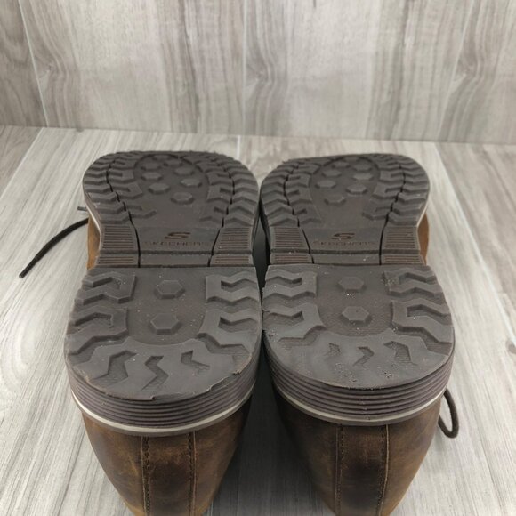 Skechers Shoes Mens 11 Solent Manger Brown Leather Lace Up Derby Casual Shoes main image 4